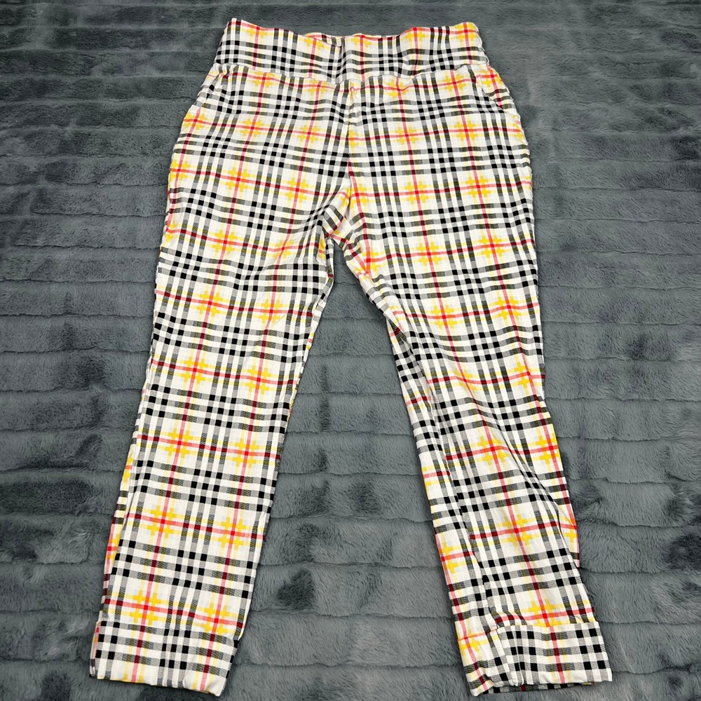 7th Avenue New York & Company Plaid Pull On Pants Womens L Yellow Red Black